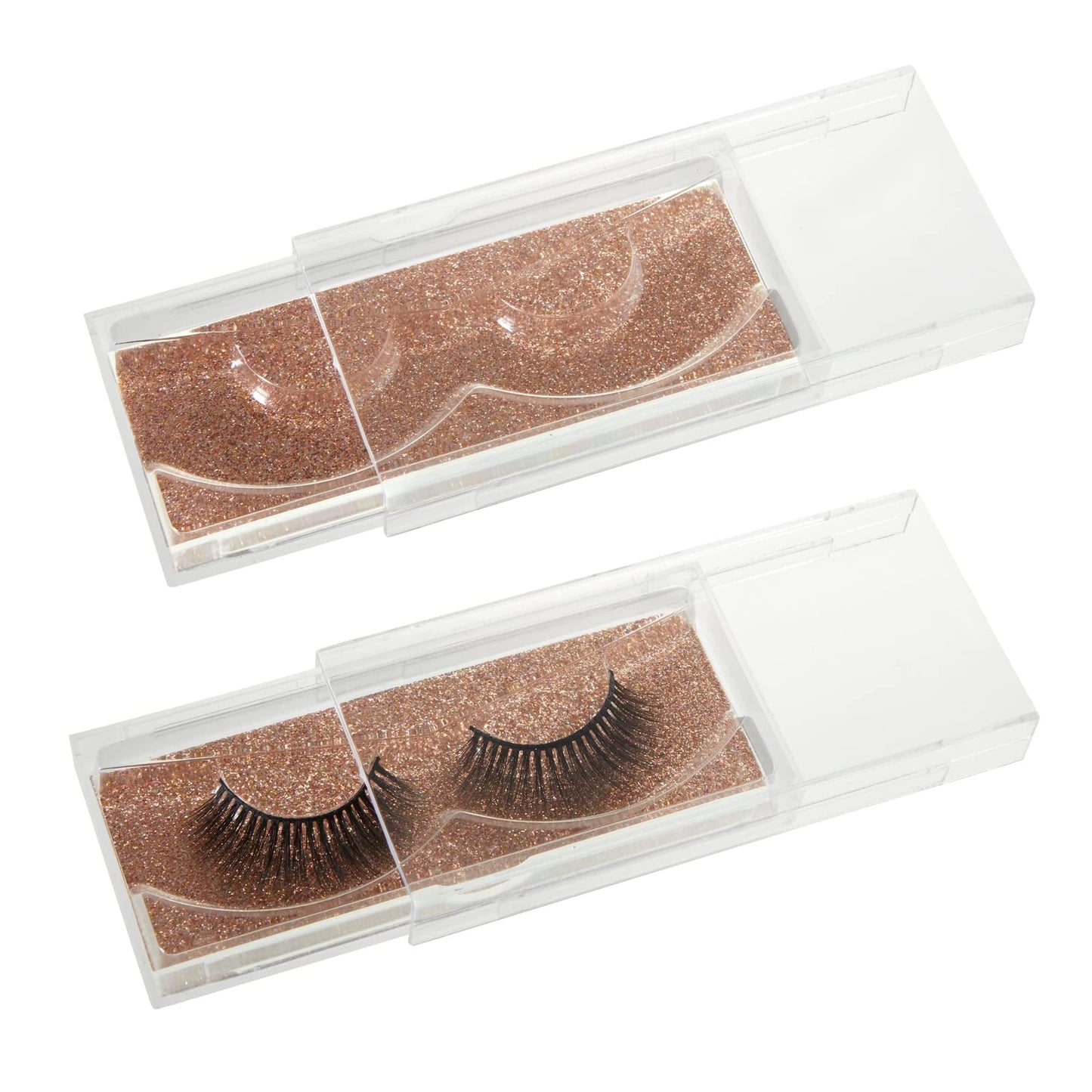 Stockroom Plus 30-Pack Rose Gold Glitter Empty Eyelash Case for False Eyelashes, Lash Cases Empty Bulk Wholesale with Glitter Paper Card for Makeup Artists (4.4 x 2 Inches, 0.55" Width)