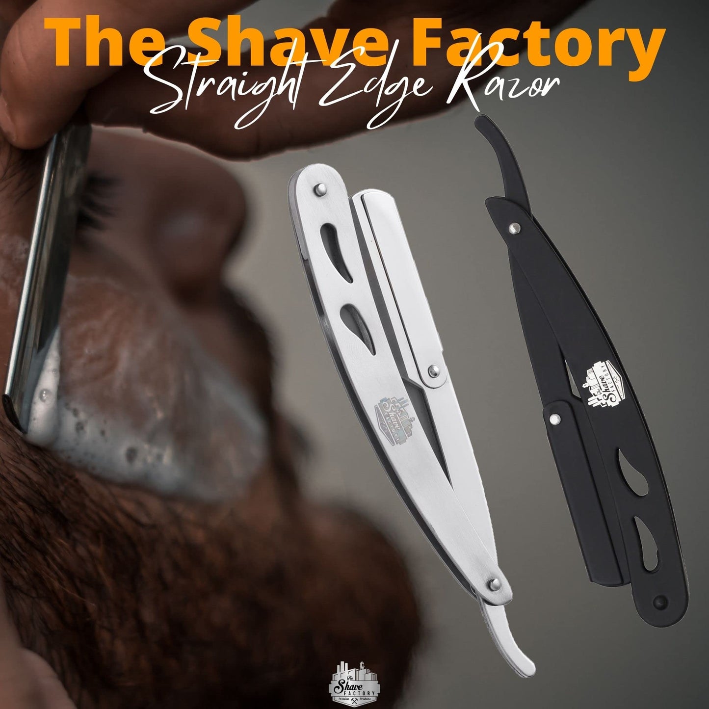 The Shave Factory Straight Edge Razor Kit (Steel Razor / 100 Derby Premium Single Edge Razor Blades)