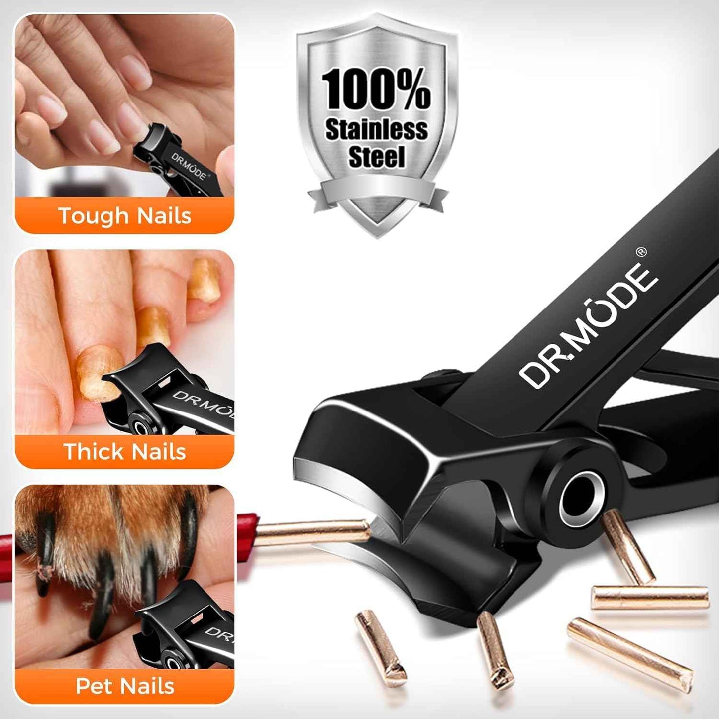 Nail Clippers for Men Thick Ingrown Nails, Wide Opening Large Toe Nail Clippers for Seniors Thick Toenails, Anti Splash Fingernail Clipper Cutter with Catcher, Slanted Curved Ingrown Toenail Clippers