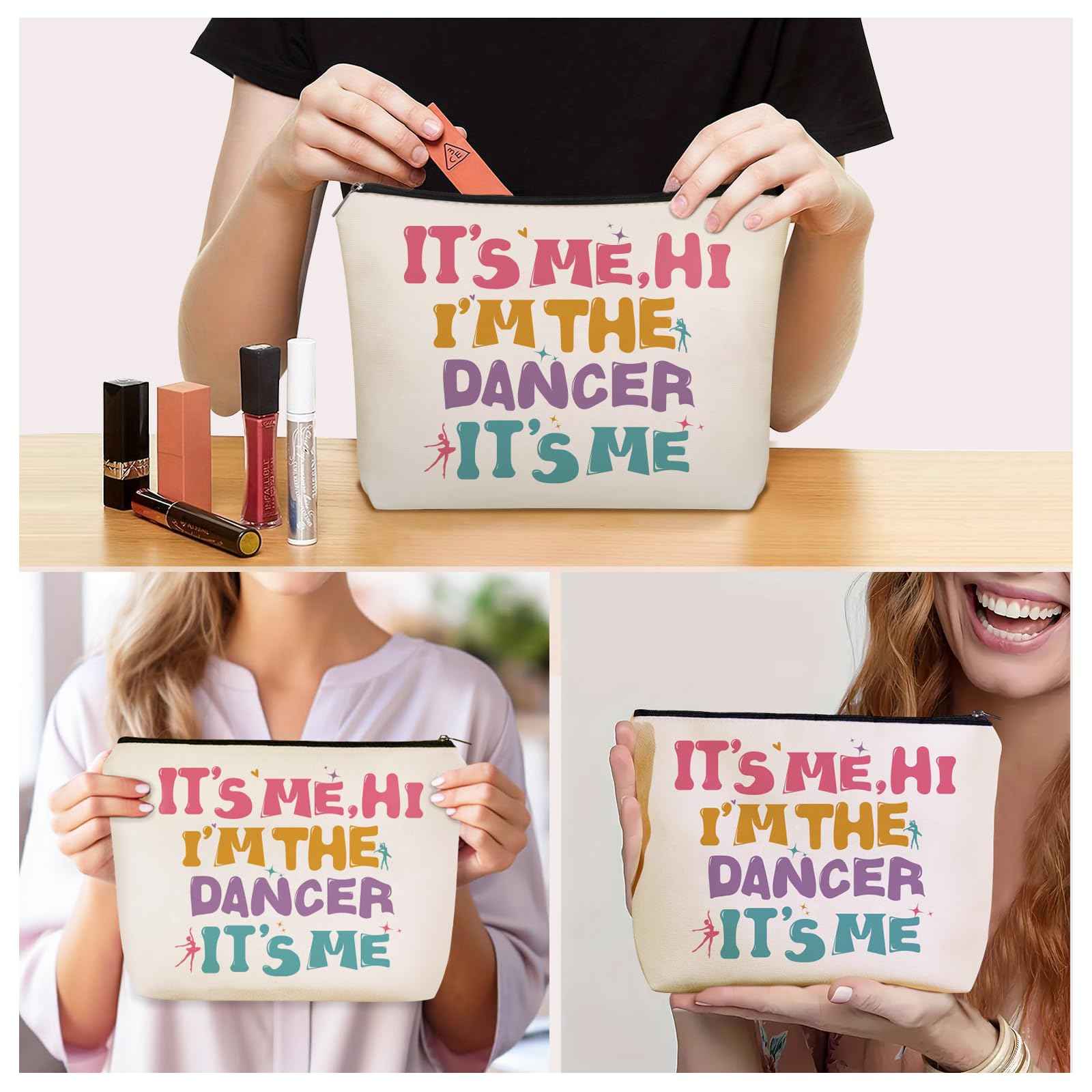 Girlly Dancer Gifts Makeup Bag: Perfect Cosmetic Bags IT's ME, HI I'M THE DANCER IT's ME Travel Dancer Girl For Daughters, Nieces, Girlfriends, Female Coworkers.Ideal Gift for Party