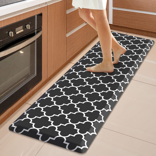 WISELIFE Kitchen Runner Rugs Anti-Fatigue mats - 4/5 Inch Non Slip Waterproof Ergonomic Comfort Mat for Kitchen, Floor Home, Office, Sink, Laundry (17.3"x 60",Black)