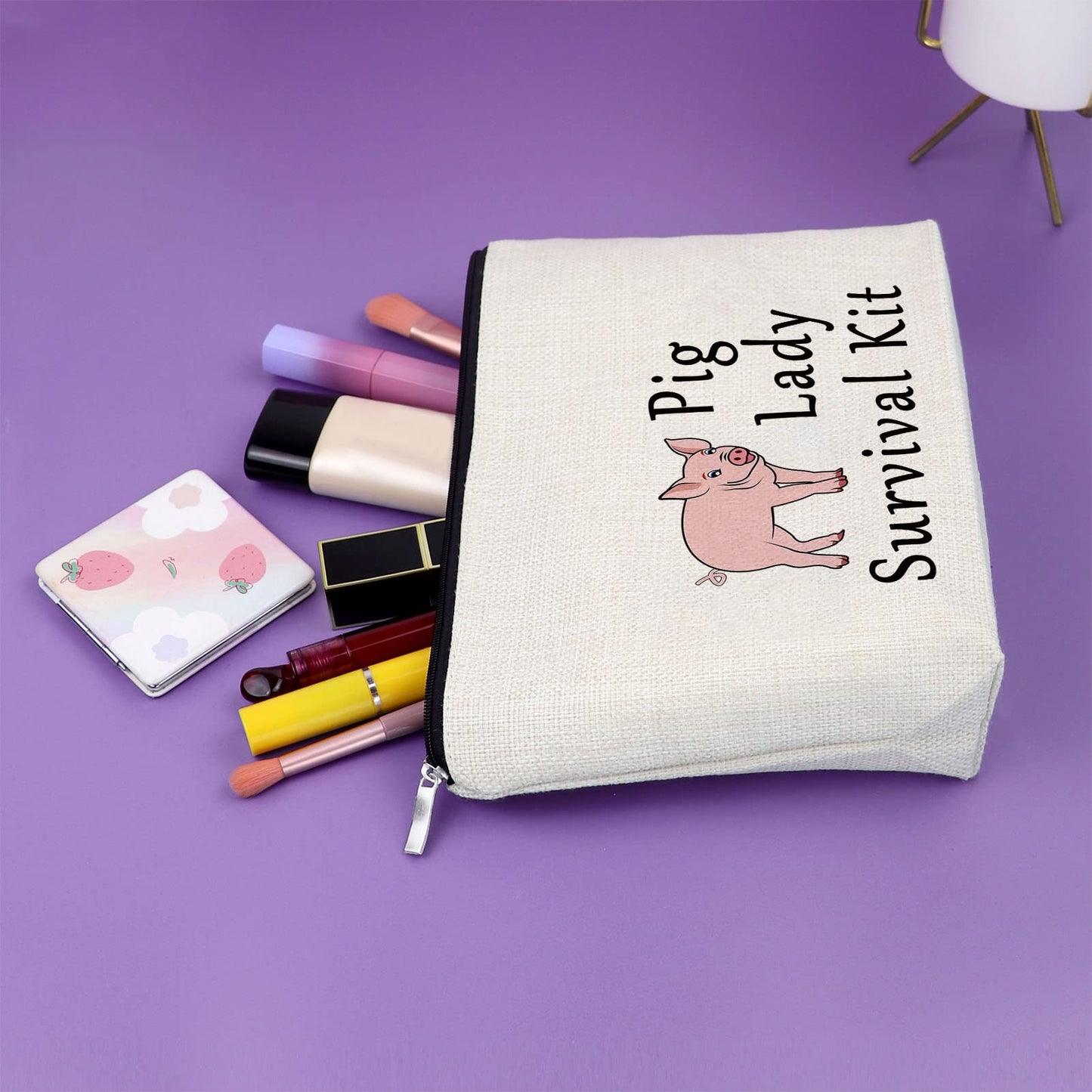 Pig Gifts for Girls Pig Lover Gift Makeup Bag Animal Lover Birthday Gifts for Women Cute Pig Themed Gifts Cosmetic Bag Pink Pig Gifts for Sister Friend Birthday Christmas Gifts Travel Pouch