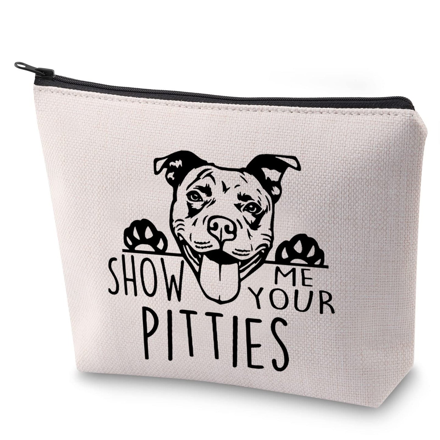 ZJXHPO Funny Pitbull Gift Show Me Your Pitties Dog Lovers Gift Pitbull Mom Cosmetic Bag Zipper Accessory Pouch (Pitties Dog)