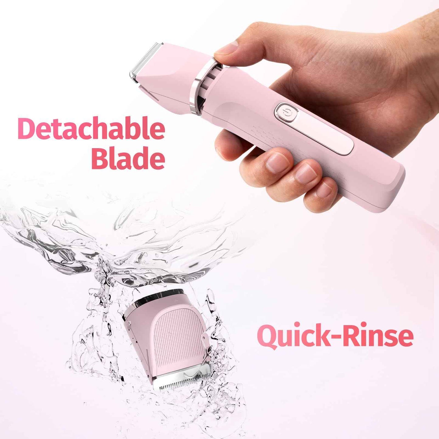 Bikini Trimmer for Women,5-in-1 Electric Razors for Women,Electric Shaver for Women's,IPX7 Waterproof Trimmer for Men Legs,with 5 Replaceable Blade Heads,USB Recharge Dock（Pink）