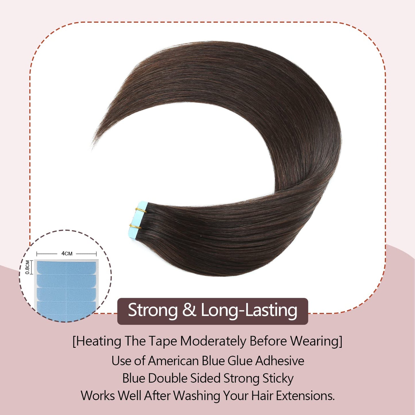 Sunya Tape in Hair Extensions Human Hair 14 inches Silky Straight Remy Human Hair Seamless Skin Weft Hair Extensions Tape in 14 inches #2 Dark Brown 40 Gram 20Pcs/Pack Thick Hair