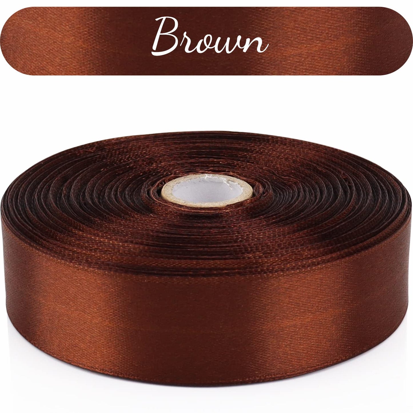 Nsilu 1 inch, Brown Ribbon for Gift Wrapping 50 Yards Perfect Wedding Party Wreath Sewing DIY Hair Accessories Decoration Floral Hair Balloons Other Projects