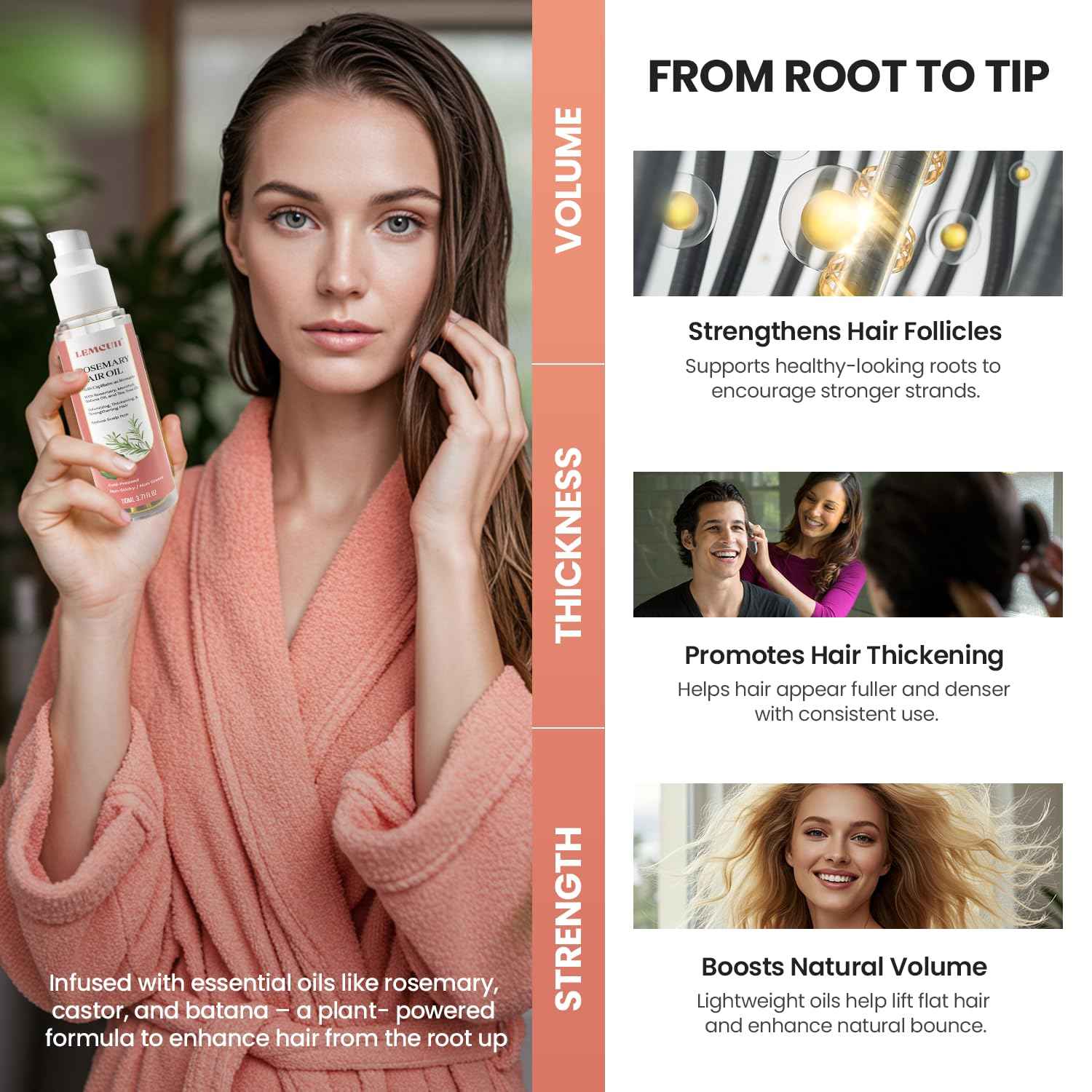 Hair Growth Serum Oil for Women, 100% Vegan Herbal Extracts, Follicle Activating Scalp Serum, Root Revive for Thicker Fuller Hair, Hair Loss, Shedding, Dry & Damaged Hair Treatment, 3.7 fl oz