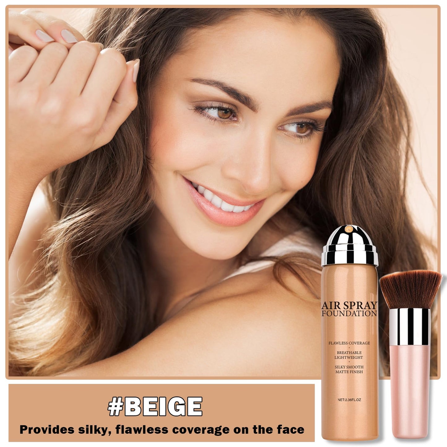 Flawless AirBrush Foundation High Coverage Foundation Smooth Creamy Matte Spray Foundation Makeup Kit For Mature Skin With Natural Nude Finish #Beige