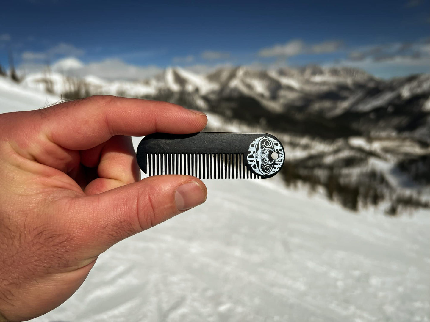 Moustache & Beard Comb Or Fine Tooth Mustache Pocket Stainless Steel Metal Powder Coated Black Keychain Comb For Men - 3.25 x 1 Inches by Death Grip