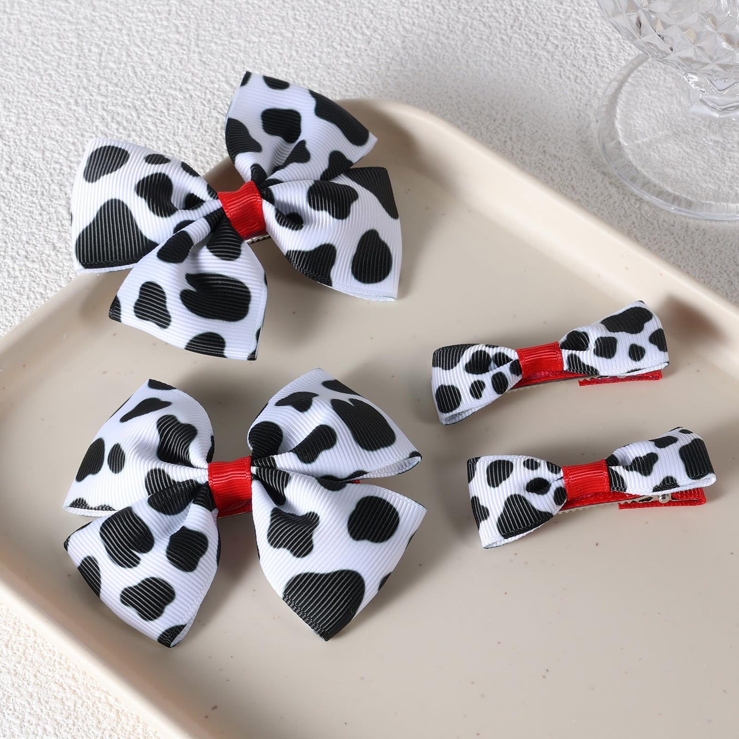 Cow Print Hair Bow Clips for Toddler Teens Baby Girls Cow Theme Birthday Gifts Cute Black Cow Alligator Barrettes Hairpins Kids Cowgirl Costume Dress Party Decor Accessories