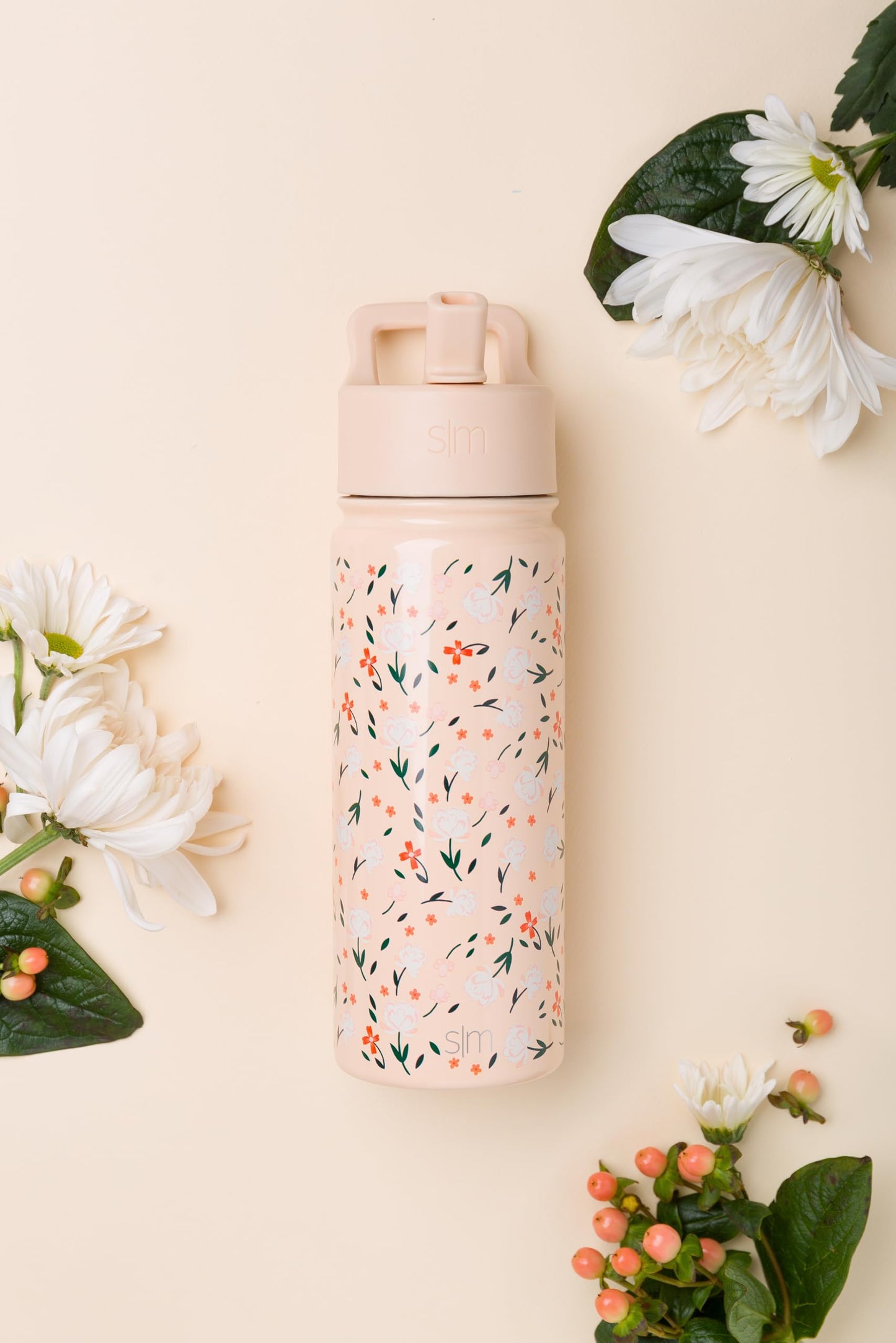 Simple Modern Kids Water Bottle with Straw Lid | Insulated Stainless Steel Reusable Tumbler for School, Girls | Summit Collection | 18oz, Chloe Floral