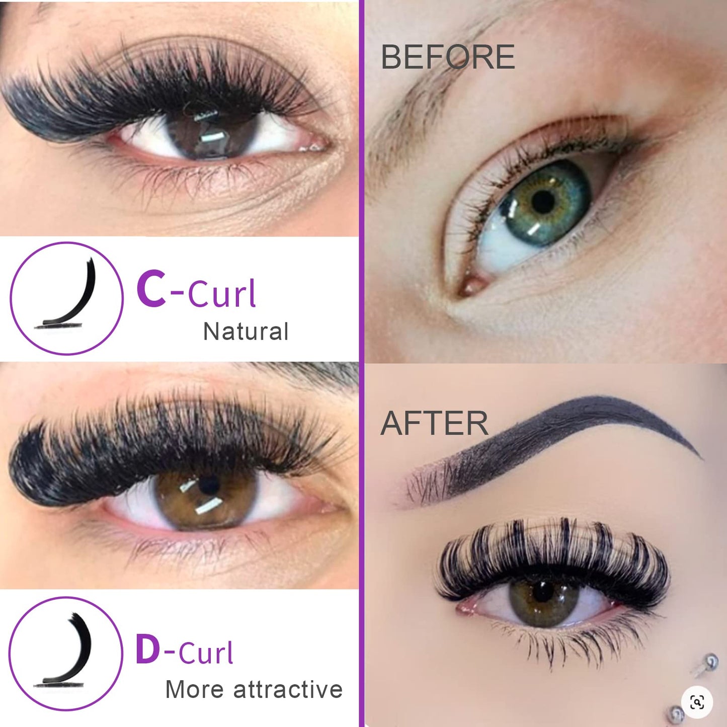 royaomis False Eyelash, D Curl S06 10paris, Mink Fur & Faux Mink, Cruelty Free, Handmade, Natural Look, Pair, 10 Count