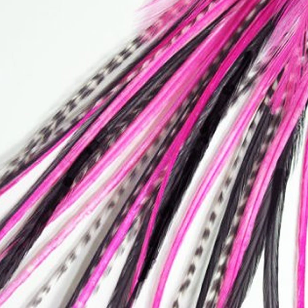 (Seven Feather) 7"-10 Pink,black & Grizzly Feathers Only Salon Quality Feathers!7 Feathers