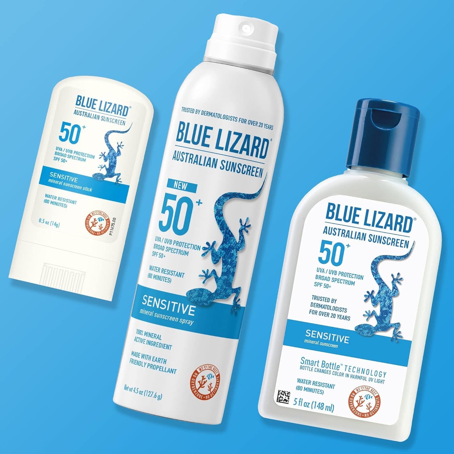 Blue Lizard Spf#50+ Sensitive Stick Australian Sunscreen 0.5 Ounce (Pack of 3)