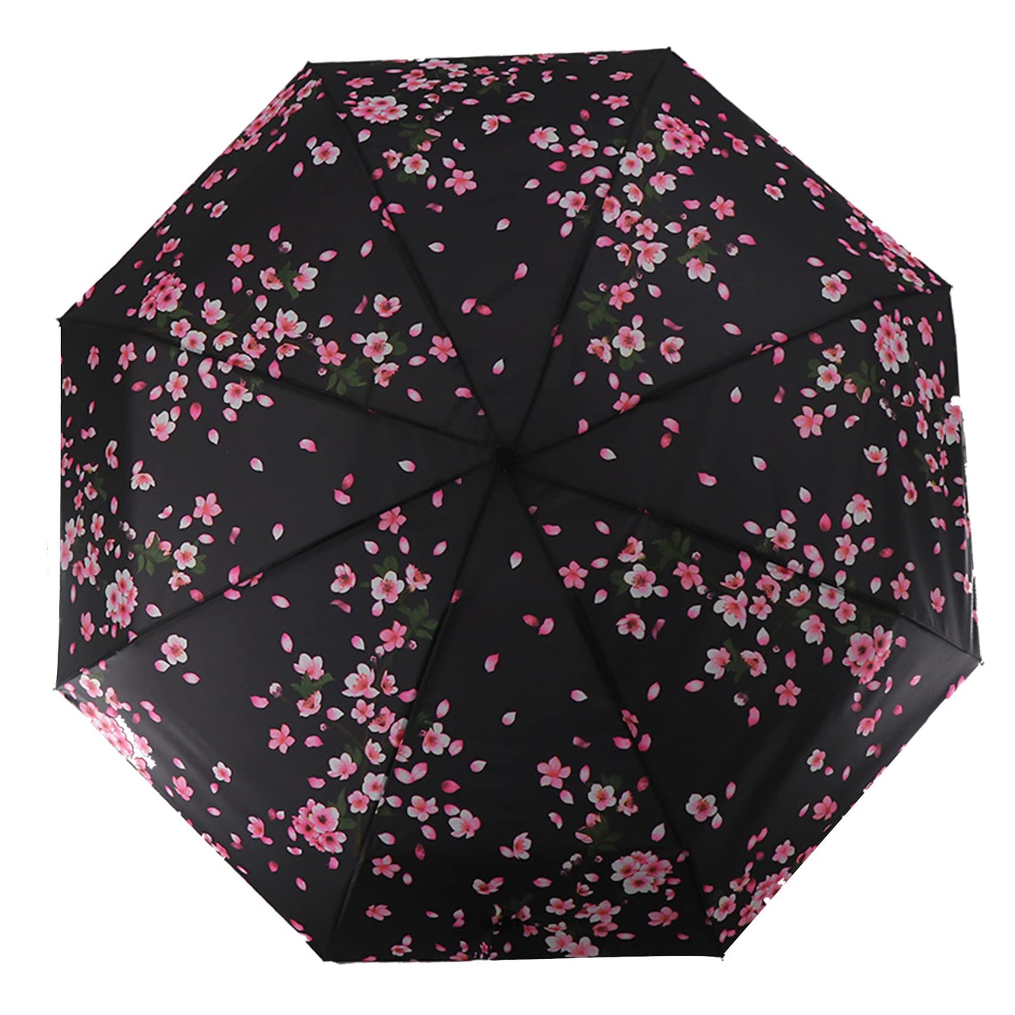 SIEPASA Sakura Windproof Travel Compact Umbrella - Automatic Umbrellas for Rain, Fiberglass Frame, Plastic Handle, Half Round Shape, Portable, Small, Lightweight, Ideal for Men and Women