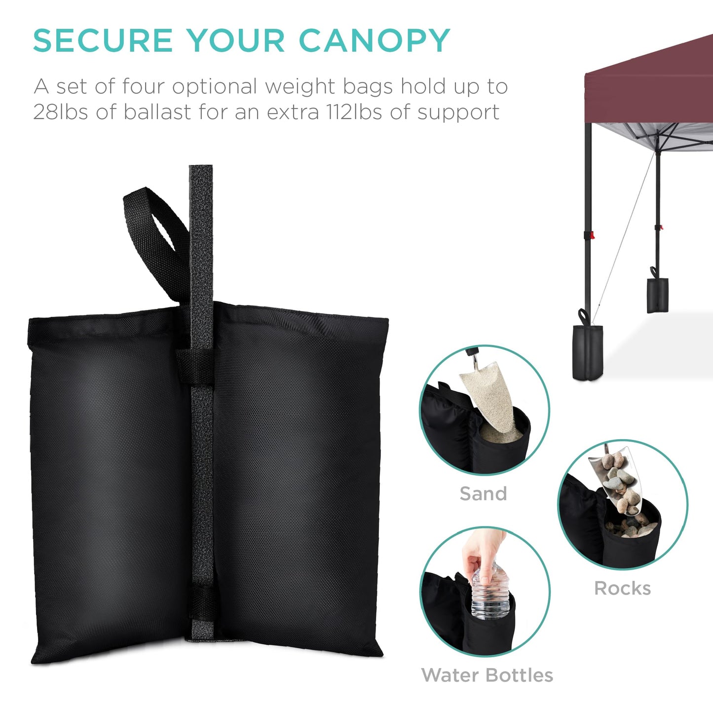 Best Choice Products 8x8ft 1-Person Setup Pop Up Canopy Tent Instant Portable Shelter w/ 1-Button Push, Case, 4 Weight Bags - Burgundy