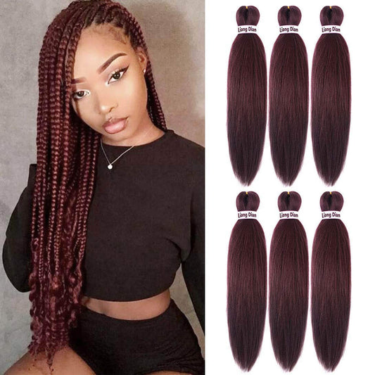 Liang Dian Pre-Stretched Braiding Hair 22 inch 6 packs Hot Water Setting Synthetic Hair Crochet Braiding Hair Extension (99J)