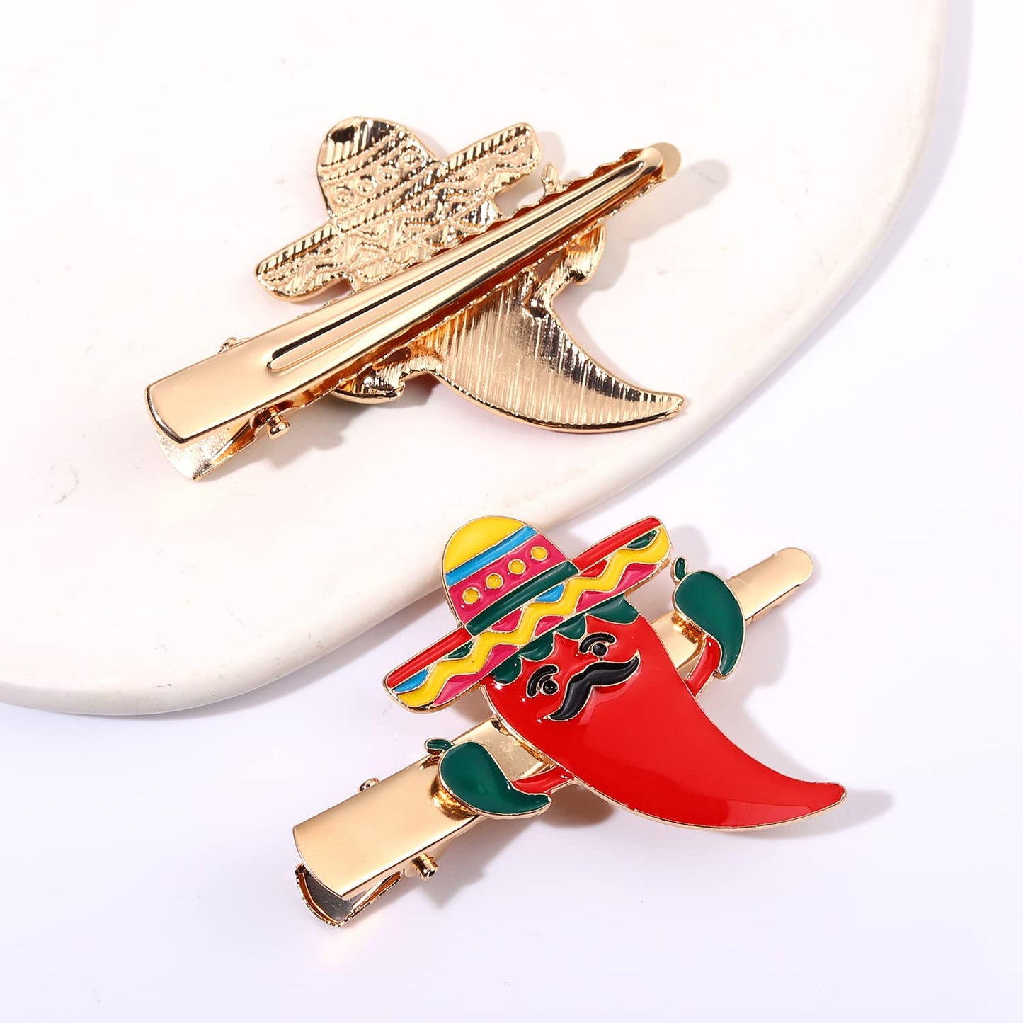 Cinco De Mayo Hair Clips Mexican Fiesta Hairpins for Women Statement Cactus Chili Pinata Sombrero Alligator Clips Mexican Hair Accessory Gifts