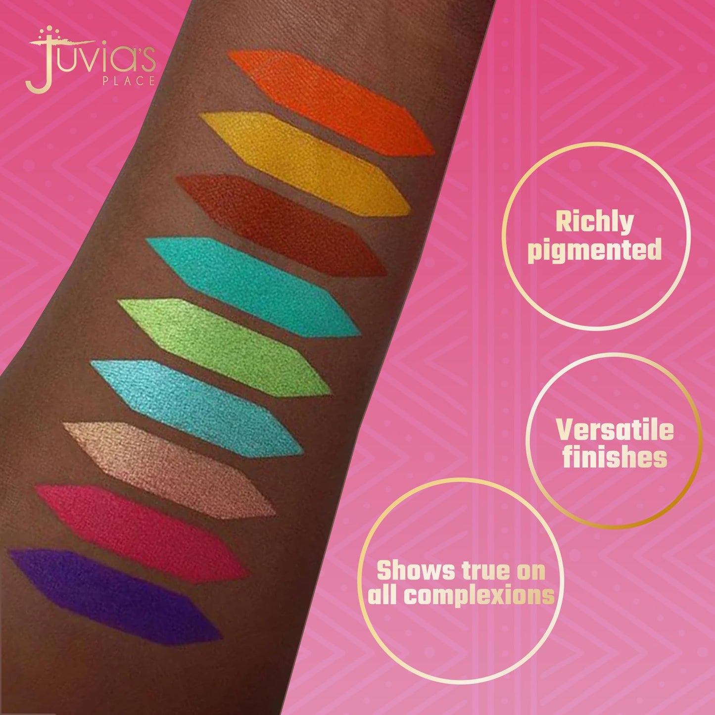 Juvia's Place Palette The Zulu - Turquoise, Red, Purple, Shades of 9, Colorful, Vivid, Vibrant Palette, Pigmented Makeup Palette Color & Shine