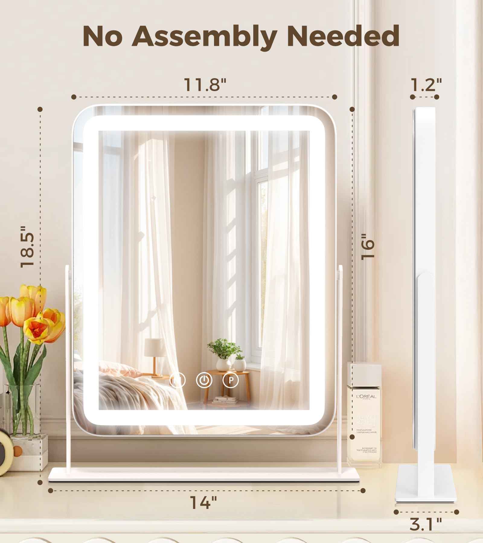 Saliwa Vanity Mirror with Lights, Lighted Makeup Mirror with 3 Modes, 10X Magnification Mirror, Stepless Brightness, 360° Rotation, Christmas & Valentine’s Gifts for Women, Daughter, Mom, Her