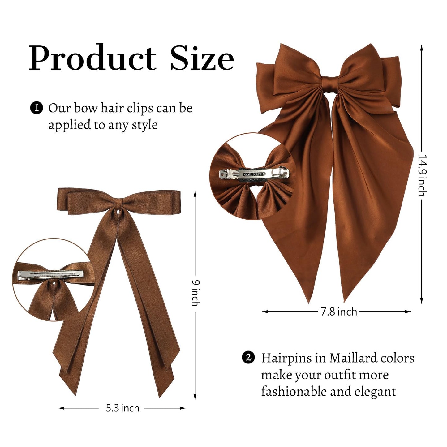 LASPERAL Hair Bow Clip 3PCS Large Ribbon Ribbon Hair Clips + 3PCS Ribbon Tassel Ribbon Hair Clips Ribbon Hair Clips Bowknot With Long Tail Tassel Bowknot Hair Clip Hair Barrettes with Bow Accessories