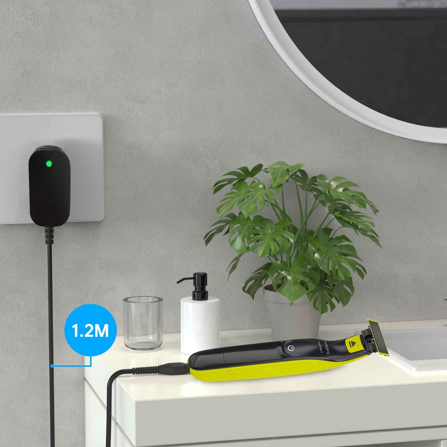 LIANSUM 4.3V Charger Compatible with Philips Norelco One Blade Trimmer QP2520 OneBlade QP2522 QP2515 MG3740 MG3720 QG3330 Hybrid Electric Shaver Power Adapter A00390 Power Cord (Fits QP2520 Only)