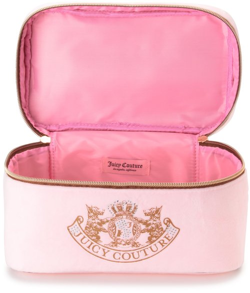 Juicy Couture Women's Cosmetics Bag - Travel Makeup and Toiletries Train Case Organizer, Size One Size, Light Pink
