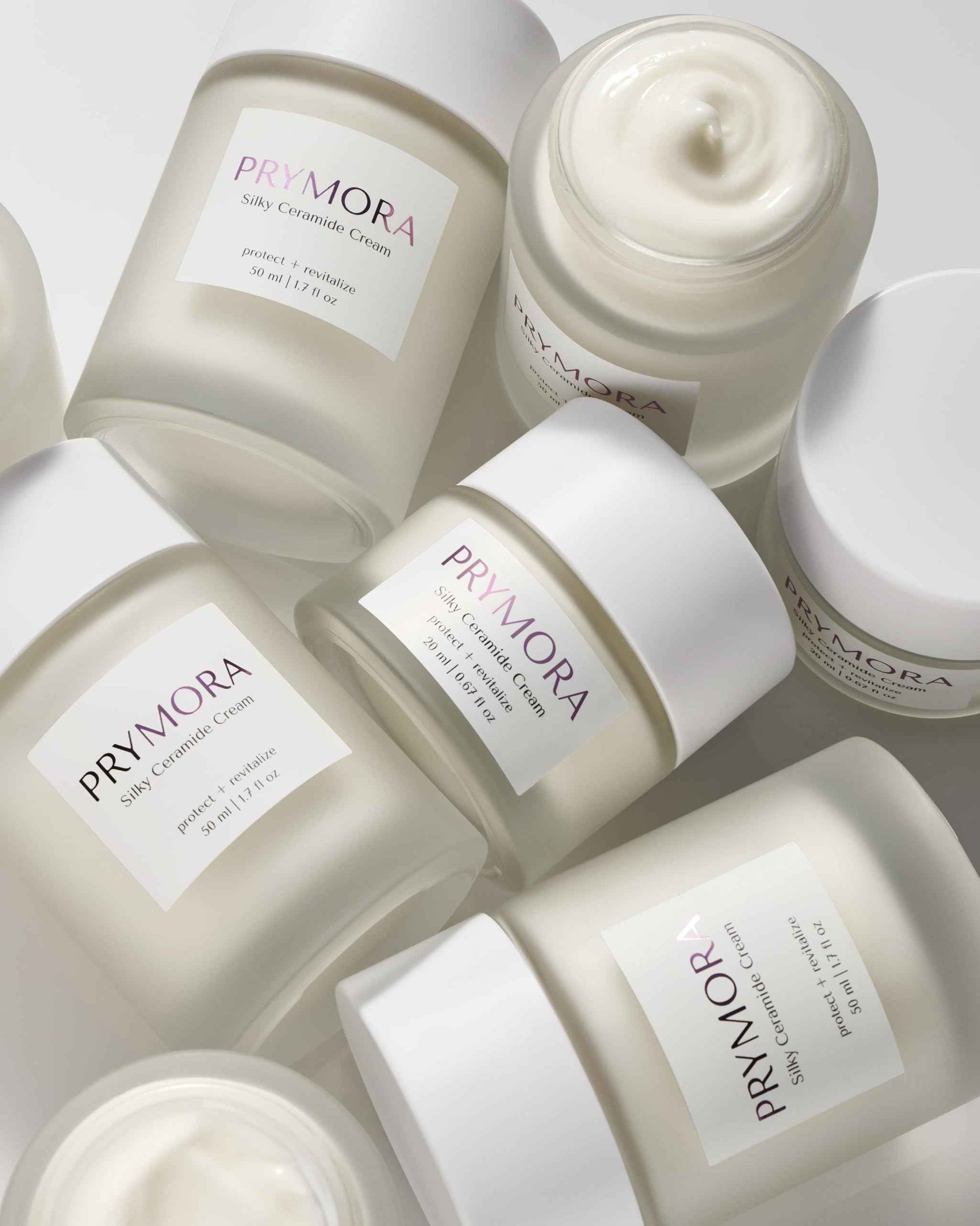 PRYMORA Mini Silky Ceramide Cream | Protect + Revitalize | Restores Skin Barrier & Hydrates, Peptides & Glow-Boosting Nutrients | Travel Size