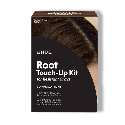 dpHUE Root Touch-Up Kit for Resistant Grays, Medium Brown - Permanently Cover Difficult, Stubborn Gray Hair - 2 Applications Included - Vegan & Leaping Bunny Certified