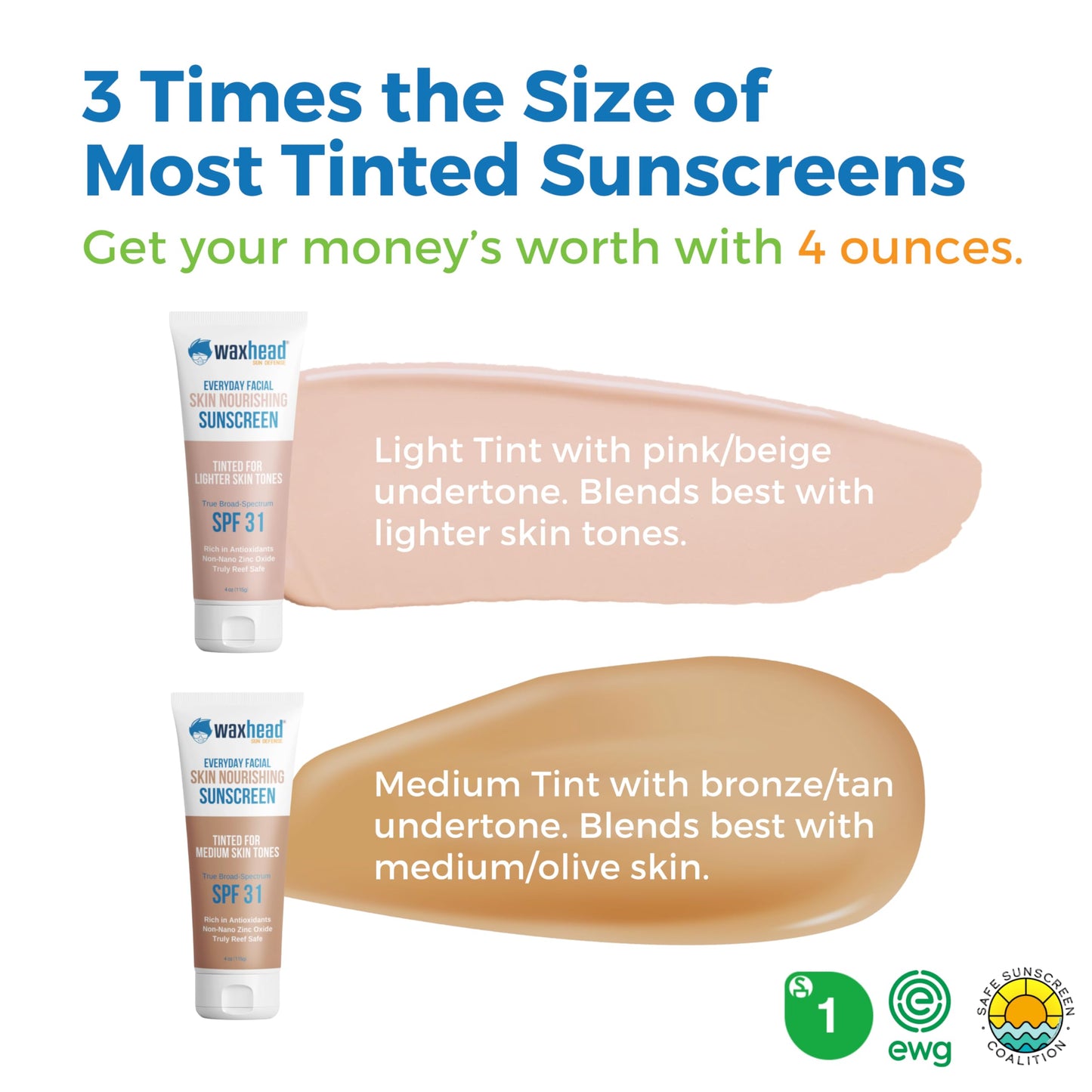 Waxhead Tinted Mineral Sunscreen SPF 31 - Sheer Light Tinted Sunscreen for Face, Tinted Moisturizer with SPF, Tinted Mineral Sunscreen for Face, BB Cream Tinted Moisturizer with SPF, Mineral Sunscreen