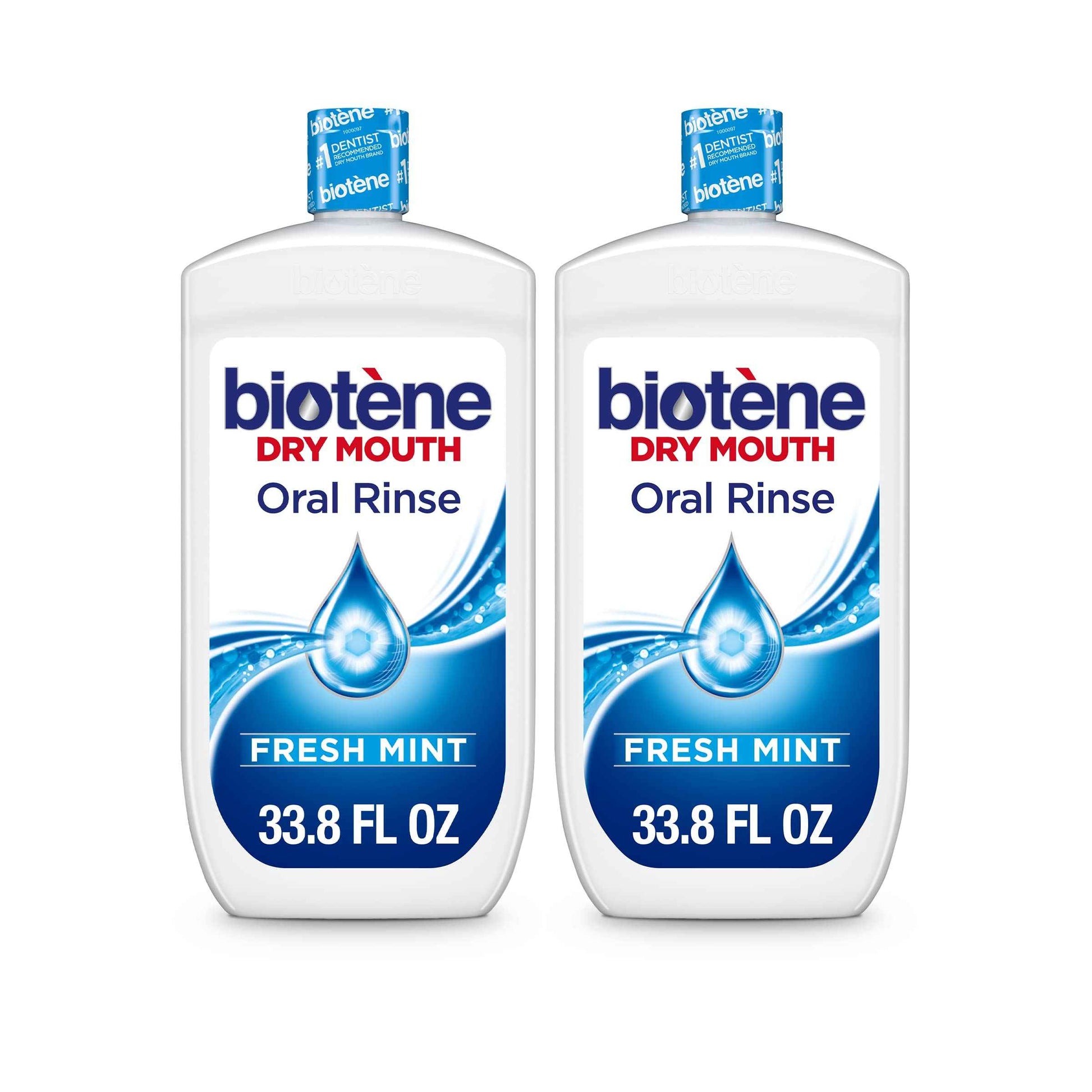 Biotene Oral Rinse Mouthwash for Dry Mouth, Breath Freshener and Dry Mouth Treatment, Fresh Mint - 2x33.8 fl oz