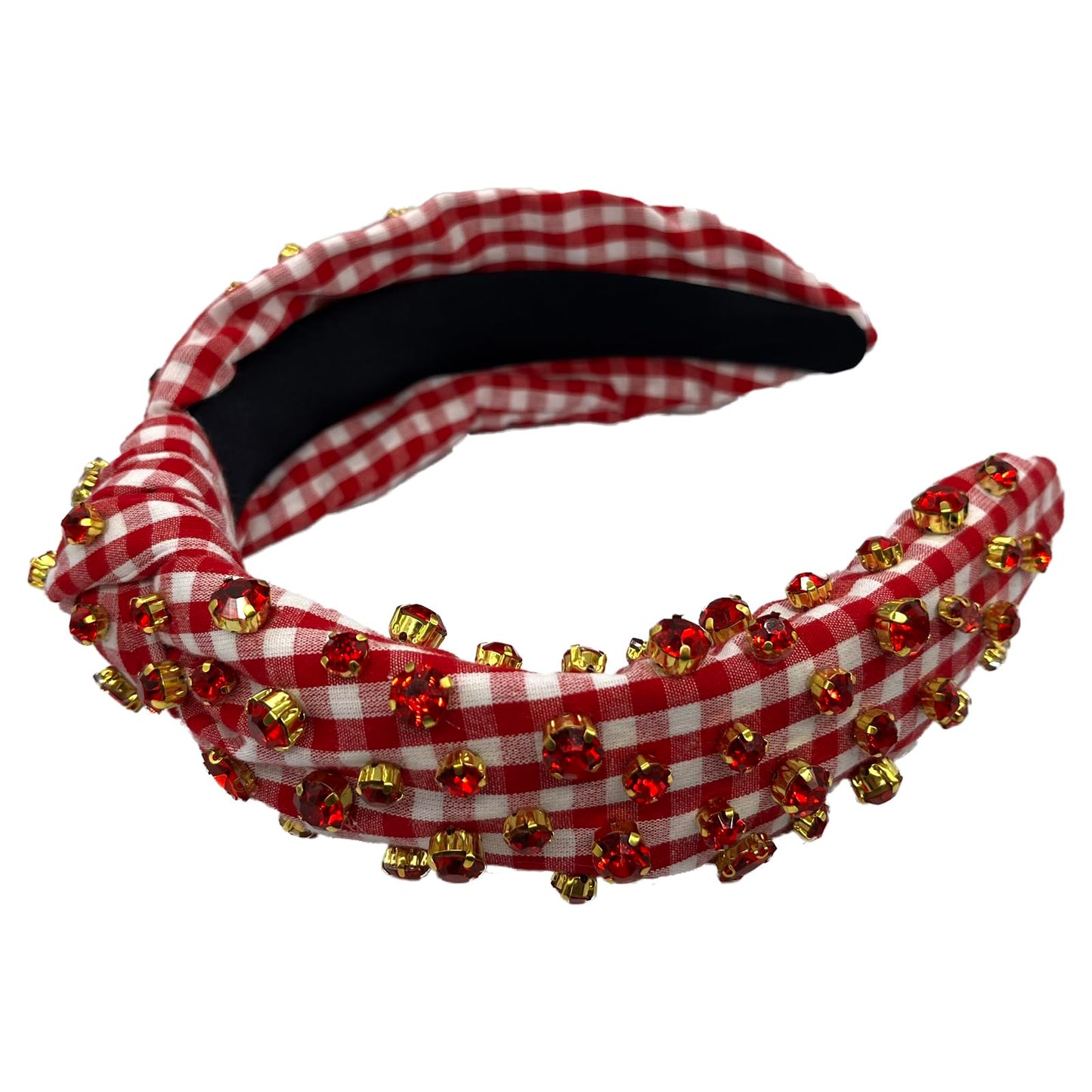 SZJULR Knotted Headband for Women Sparkle Crystal Wide Mixed Red Rhinestone Plaid Headbands Colorful Hairband Top Knot Headbands Luxury Fashion Jeweled Ladies Hair Accessories for Girls