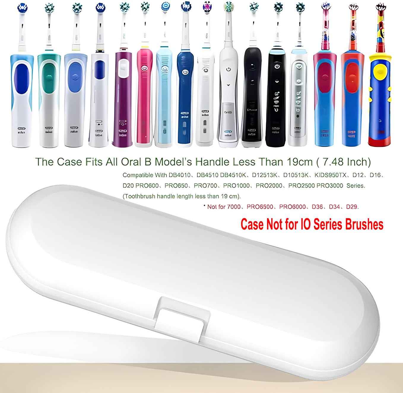 HORNORM Electric Toothbrush Travel Case for Oral-B Toothbrushes & 6Pcs Reusable Toothbrush Head Covers Compatible with Oral B Electric Toothbrush Heads (White)