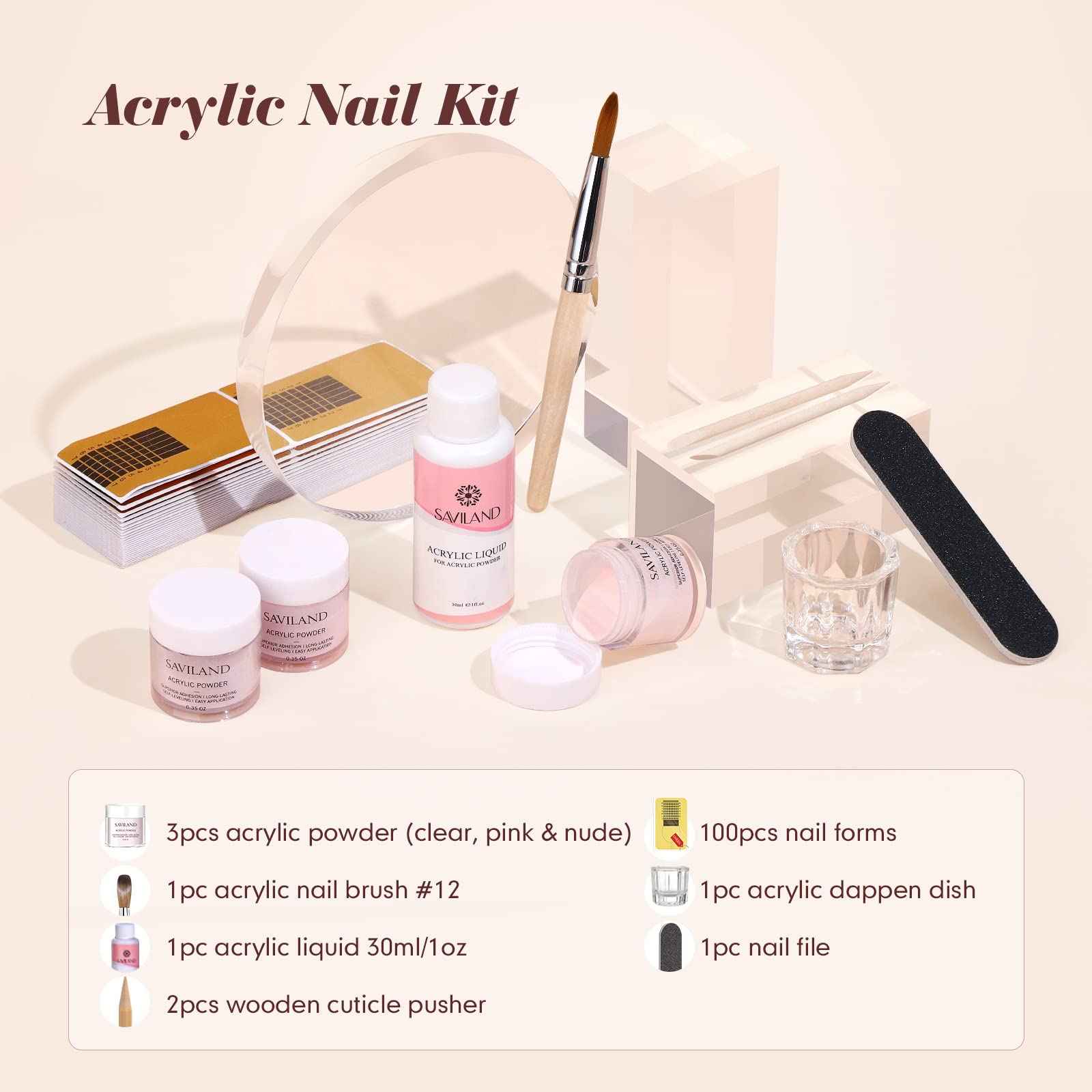 Saviland Monomer with Acrylic Nail Kit