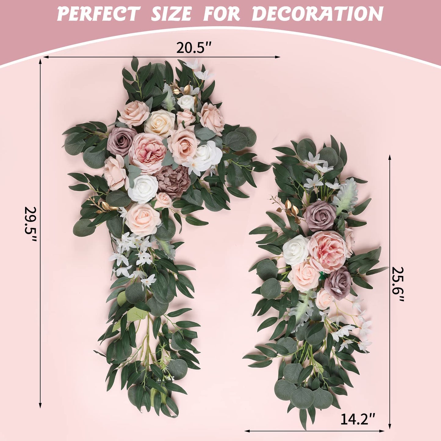 SOJOCK Artificial Wedding Arch Flowers Kit,2 Pcs Floral Arrangement, 1 Pcs Fabric Drap, for Wedding Ceremony Bouquets and Reception Backdrop Decoration,DIY Garden Craft Art Decoration