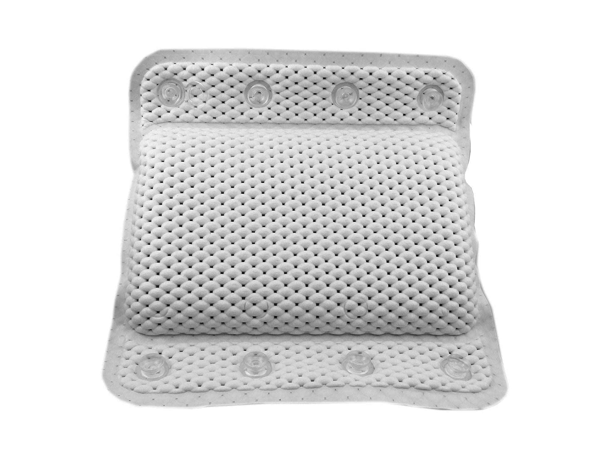 Luxurious Memory Foam Spa Bath Pillow for Tub Neck and Back Support - 8 Suction Cups, Non-Slip Design, Soft Cushion for Relaxing Soaks, by Dependable Industries (Pack of 2)