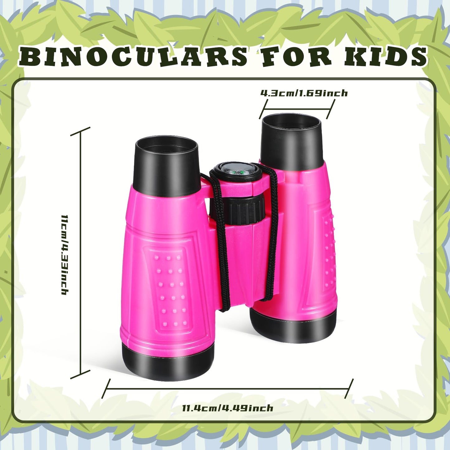 Libima 24 Pcs Binoculars for Kids Educational Compact Kids Binoculars with Neck String Toddler Binoculars for Boys Girls Learning Bird Watching Camping Hiking Travel Safaris Birthday Gifts (Pink)