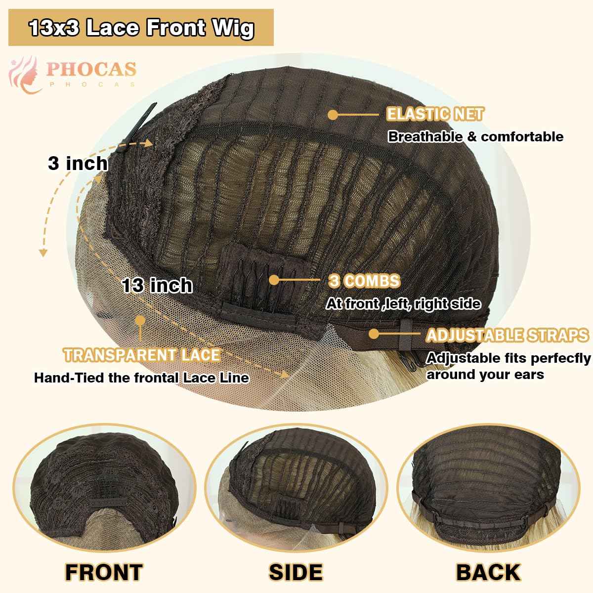 PHOCAS 30 Inch Curly Blonde Lace Front Wig 13x3 Synthetic Lace Front Wig Pre Plucked Free Part, Ombre Blonde Long Body Wave HD Lace Frontal Wigs for Women Halloween Cosplay Party Daily Use