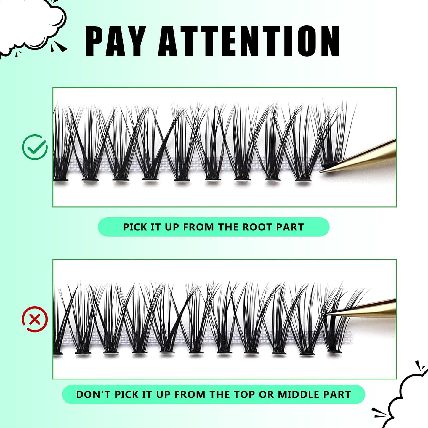 Bodermincer 10D/20D/30D/40D/50D Cluster to Choose Large Tray 240pcs D Curl Individual Cluster Eyelashes False Eyelashes Extension Individual Eyelash Bunche Lash Cluster DIY at Home (20D-18mm)