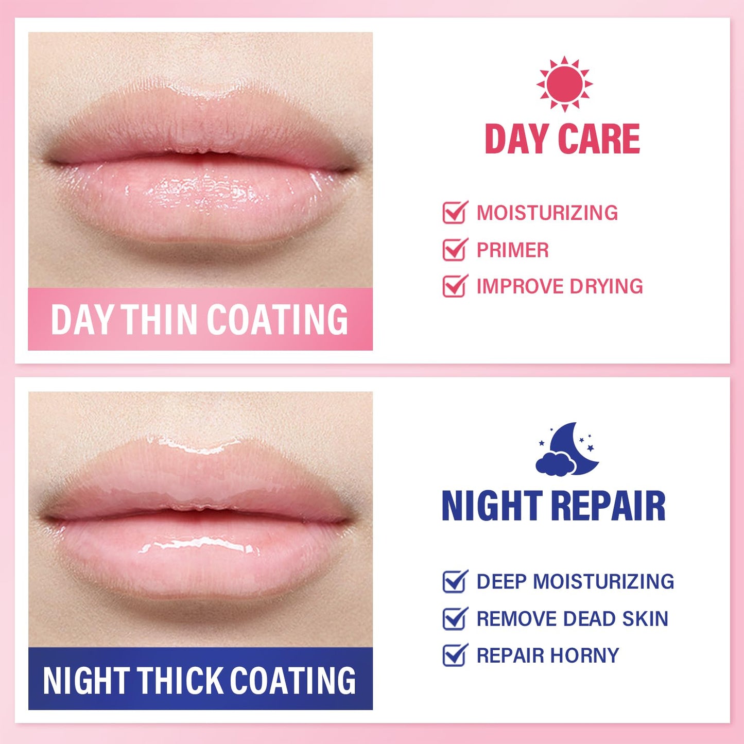 Hydrating Lip Sleeping Mask - Day and Night Repair Lip Balm for Chapped Dry Lips - Reduce Lip Lines, Enhance Lip Color, Hydrate & Plump Lips Care Lip Mask (Peach)