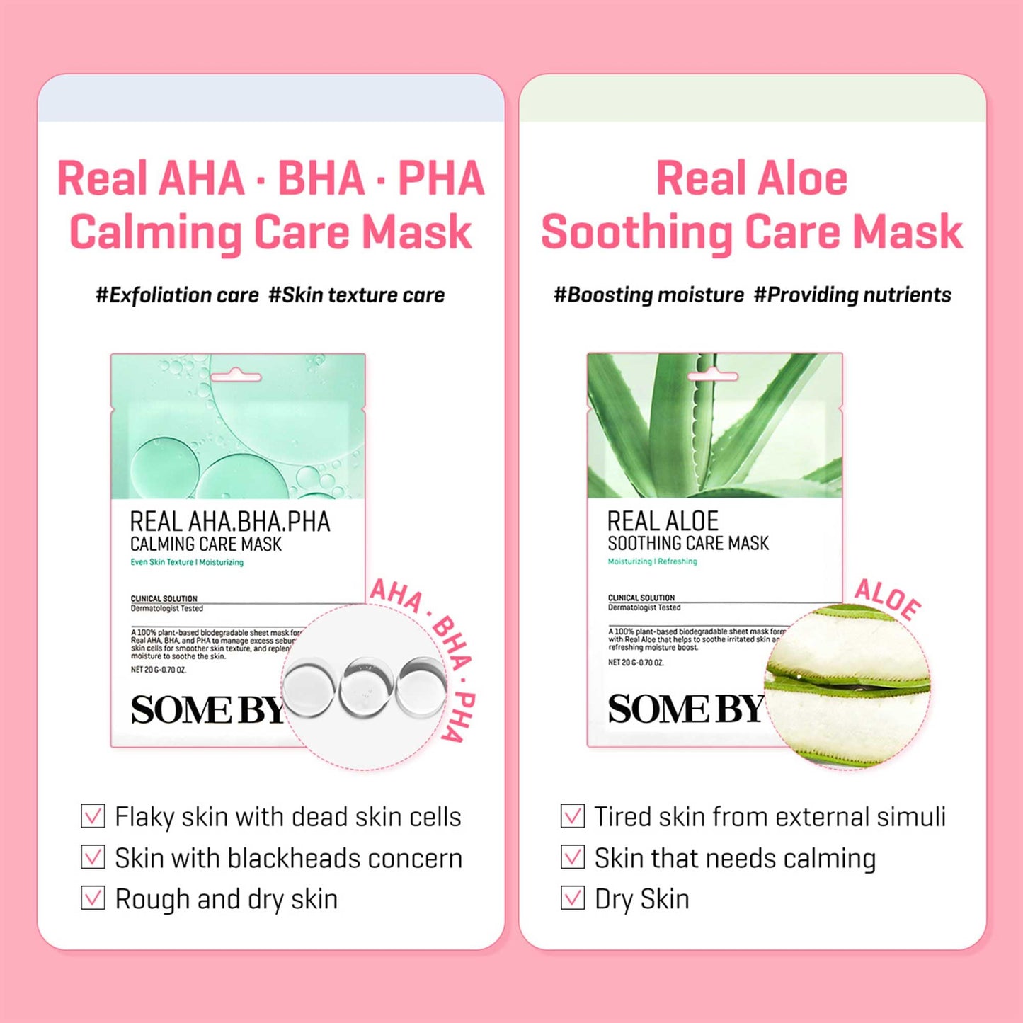 SOME BY MI Real Aloe Soothing Care Mask - Pack of 10 - Made from Real Aloe for Dry and Oily Skin - Daily Vegan Korean Sheet Mask for Skin Calming and Soothing - Korean Skin Care