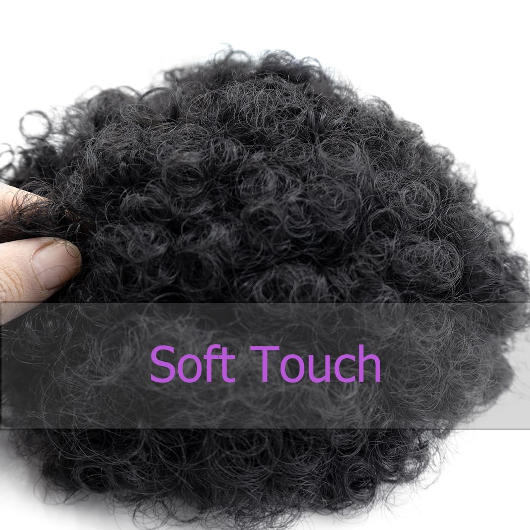 QTHQTFL Large Afro Puff Ponytail, Short Synthetic Afro Puff Ponytail for Natural Hair Extensions for Black Women(Natural Black 1B#)