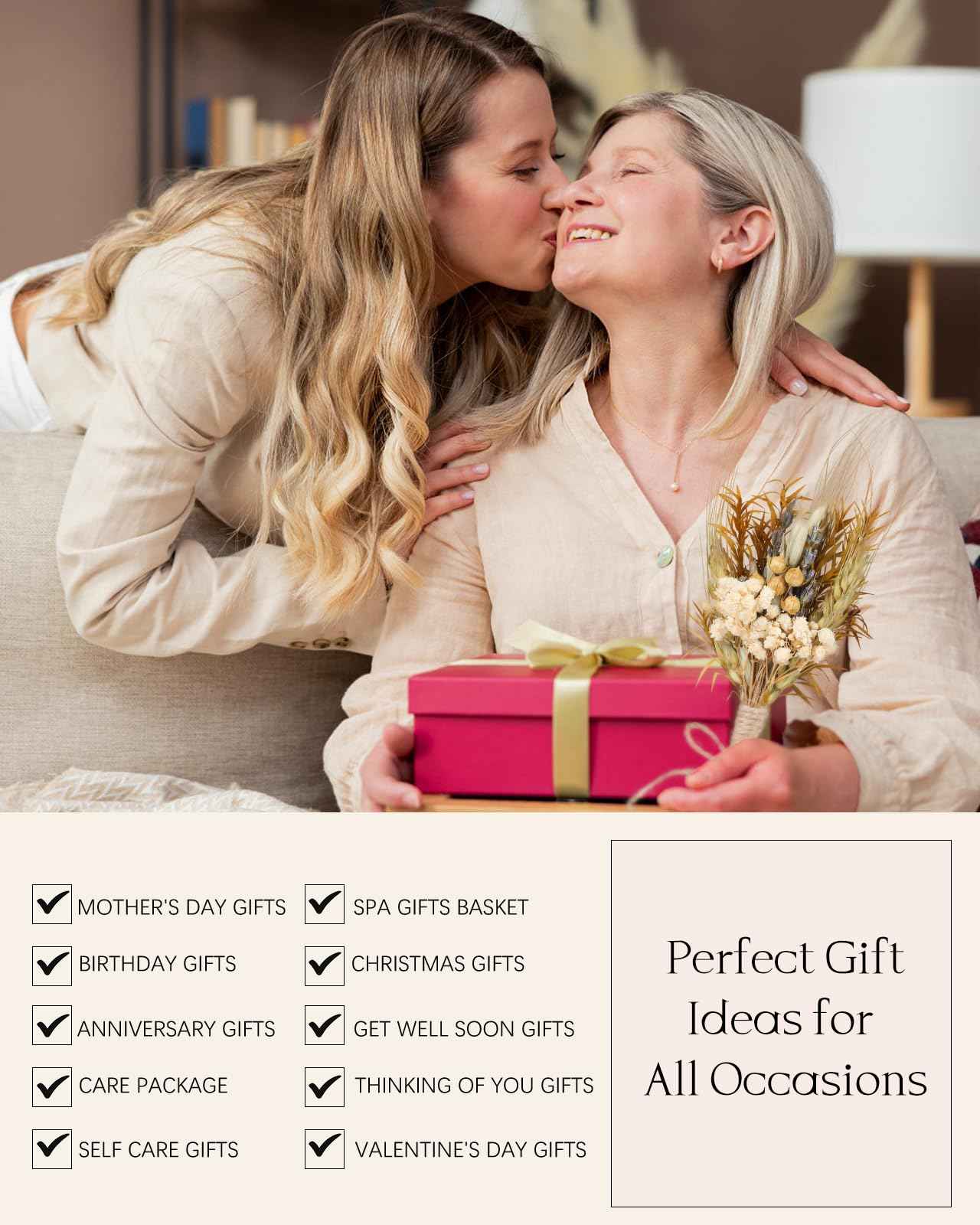 JMHACHY Spa Gifts for Women - Mothers Day Gifts for Mom, Self Care Kit, Birthday Anniversary Care Package Ideas for Wife Girlfriend Her from Daughter Husband Friend, 8PCS Items with Natural Themed