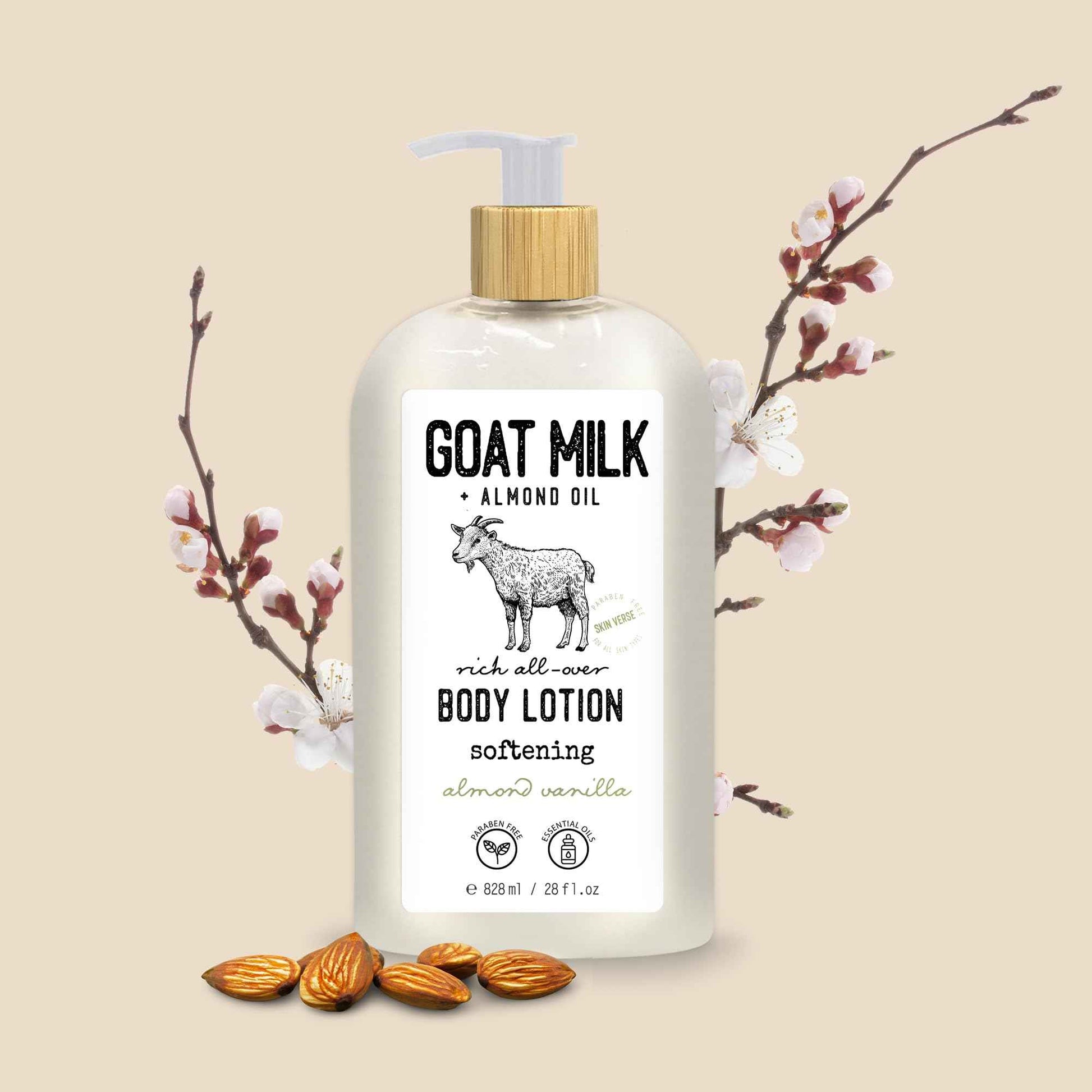 Skin Verse Body Lotion, Goat Milk, Almond Oil Body Lotion, Softening, Almond Vanilla, Coconut, Shea Butter Body Lotion, Moisturizing, Coconut Vanilla, 28 fl. oz. | Home and Body Co