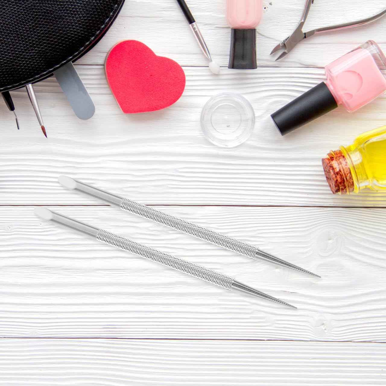 Luxshiny 2pcs Cuticle Pusher Tool Cuticle Remover Nail Polish Tools Stainless Steel Gel Fingernails Polish Peeler Manicure Tool Pedicure Cleaner For Fingernail Toenail