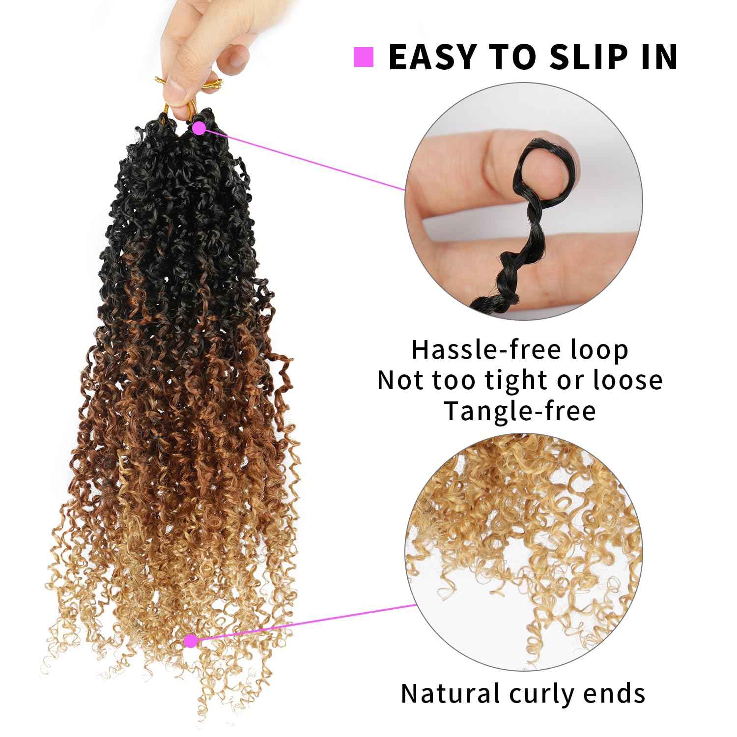 Yanky Twist Crochet Hair 9 Pack(270 Strands Total)Pre loop Pre Twisted Yanky Twist Braids Crochet Hair,Synthetic Spring Short Passion Twist Crochet Braiding Hair Extensions For Women(1B3027, 12 Inch)