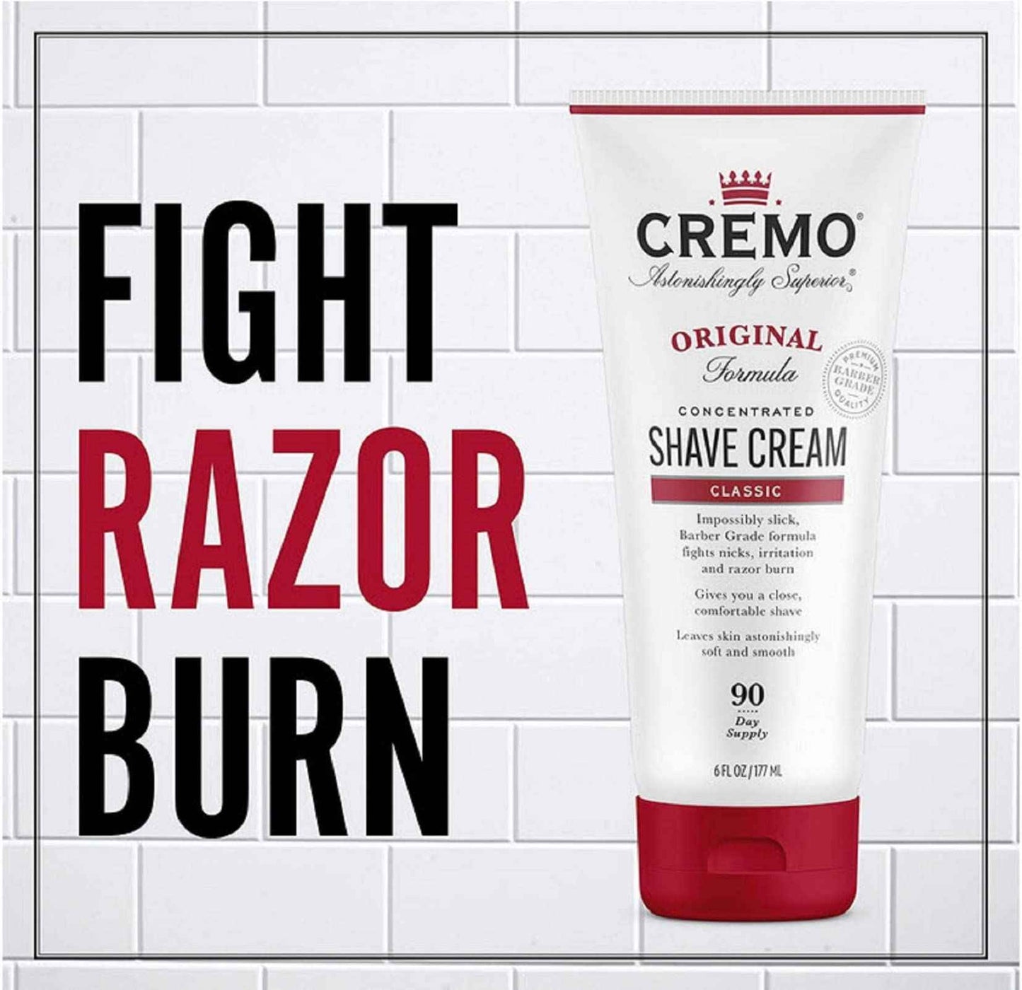 Cremo Barber Grade Original Shave Cream Bundle with Astonishingly Superior Ultra-Slick Formula, 6 Fl Oz (2 Pack)