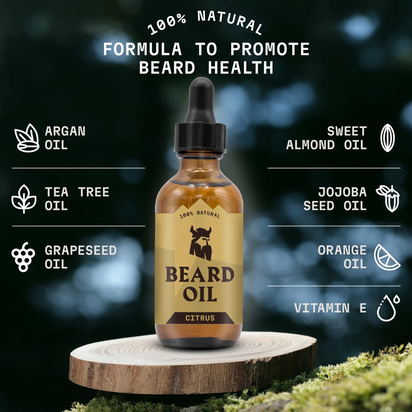 Striking Viking Scented Beard Oil Conditioner for Men (Large 2 oz.) - Naturally Derived Formula with Tea Tree, Argan and Jojoba Oils with Citrus Scent - Softens, Smooths & Strengthens Beard Growth