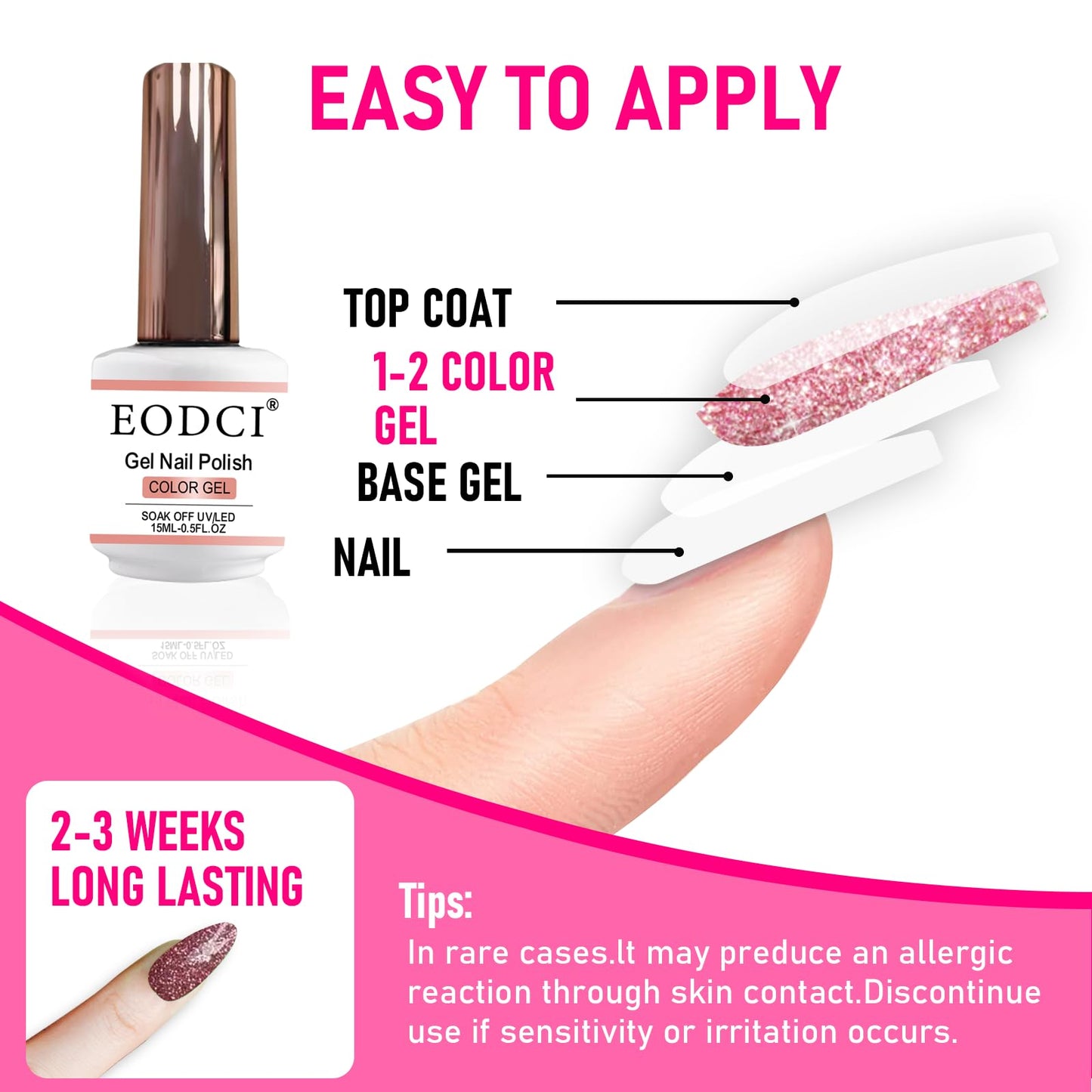 eodci Reflective Glitter Gel Polish,Flash Dimond Caramel Pink Gel Nail Polish Summer Colors Sparkly Shiny Gel Nail Art UV LED Curing Need Nail Gel for Manicure DIY and Nail Salon 15ml