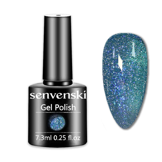 senvenski Diamond Gel Nail Polish Fantasy Stars Glitter Reflective Crystal Galaxy Shining Starrily Sparkle Soak Off Gift Set UV LED Art Varnish Kit (CS1-004)